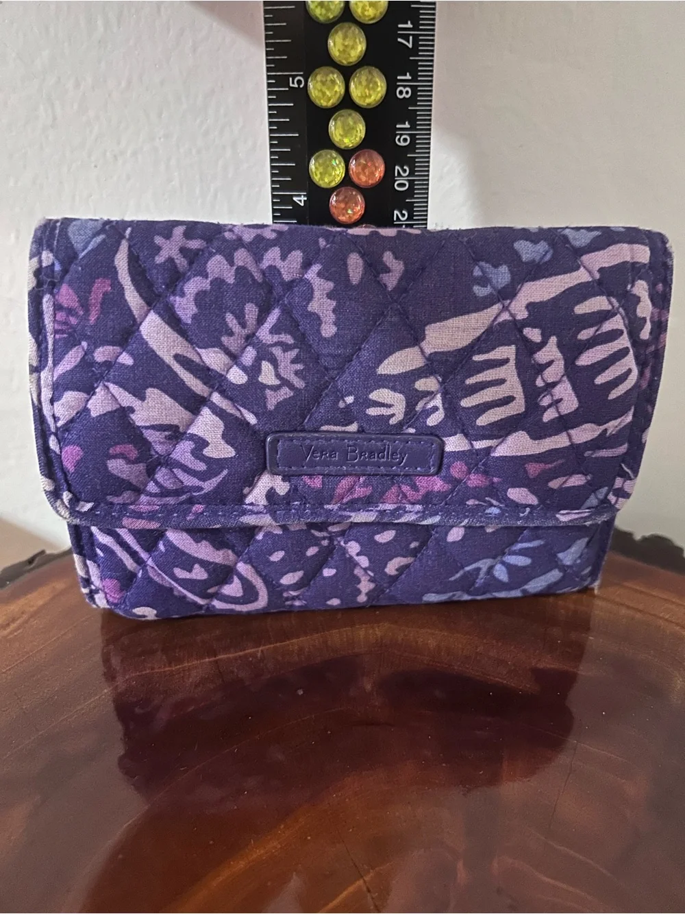 Vera Bradley Purple Quilted Floral Fold-Over Wallet